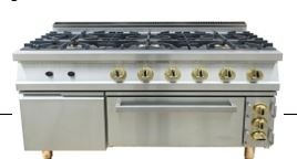 Ak-ZLPL12L-O-G Gas 6 burner open top burner Heating load:(5kW+8kW)x3+6kW=45kW Product size: 1200*900*850mm