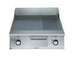 E9IIMDAOMEA ELECTRIC FRY TOP SMOOTH+RIBBED SLOPED PLATE 800MM-BRUSHED CHROME Made In Italy