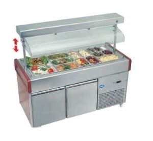 Fabricate & Supply Same as image 7912.15070. MO Refrigerated Salad Bar with Lift Buffet Froid avec Cloche Motorisee sur Meuble Refrigere 7912.15070.MO OSBA 15070 1570 880/ 1500 ELEC 0.25 KW Monophase 230V /50Hz 2.4 m3 125Kg