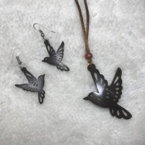 007  Coconut Cells Chain With Earring ( Hand Made)