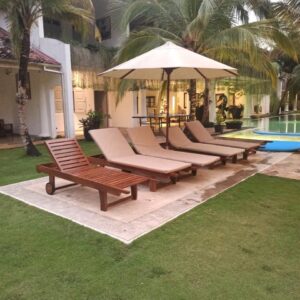Wooden Teak Sun umbrella 7 Ft Sauleda Fabric Made in Spain 5 years warranty for fabric