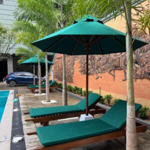 Wooden Teak Sun umbrella 8 Ft Sauleda Fabric Made in Spain 5 years warranty for fabric
