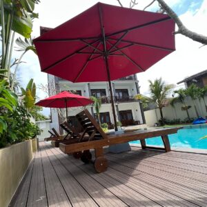 Wooden Teak Sun umbrella 10 Ft Sauleda Fabric Made in Spain 5 years warranty for fabric